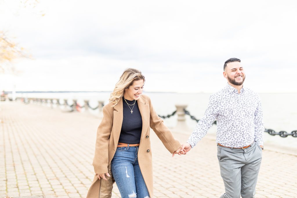 cleveland, cleveland engagement, destination wedding photographer, engaged couple, engagement, engagement photography, engagement portraits, fall engagement, lake erie, ohio, ohio brides, ohio photographer, rock and roll hall of fame, weddings, youngstown