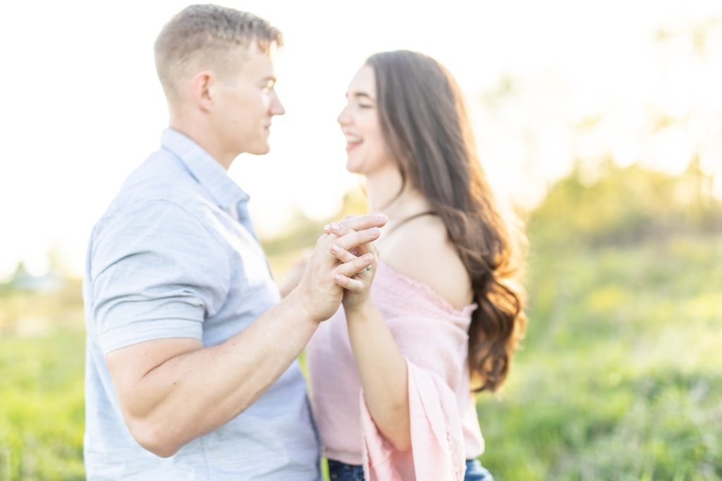 Couple spring engagement session on planned wedding date during Covid-19 corona virus pandemic. 