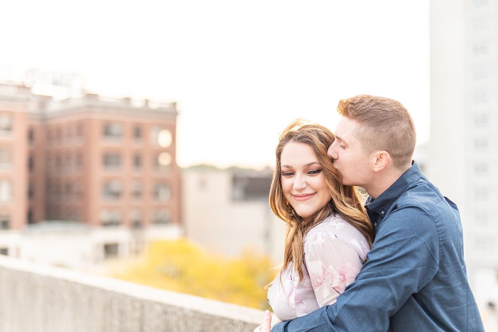 Downtown Youngstown city rooftop luxury engagement session. B&O Station Banquet Hall in Youngstown, Ohio. Engagement photography by Bree Thompson Photography located in San Diego, California.