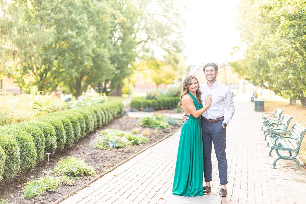 Columbus, Ohio autumn sunset engagement at Schiller Park and German Village. Photographed by Bree Thompson Photography, based in San Diego, California. Engagement style ideas for fall.