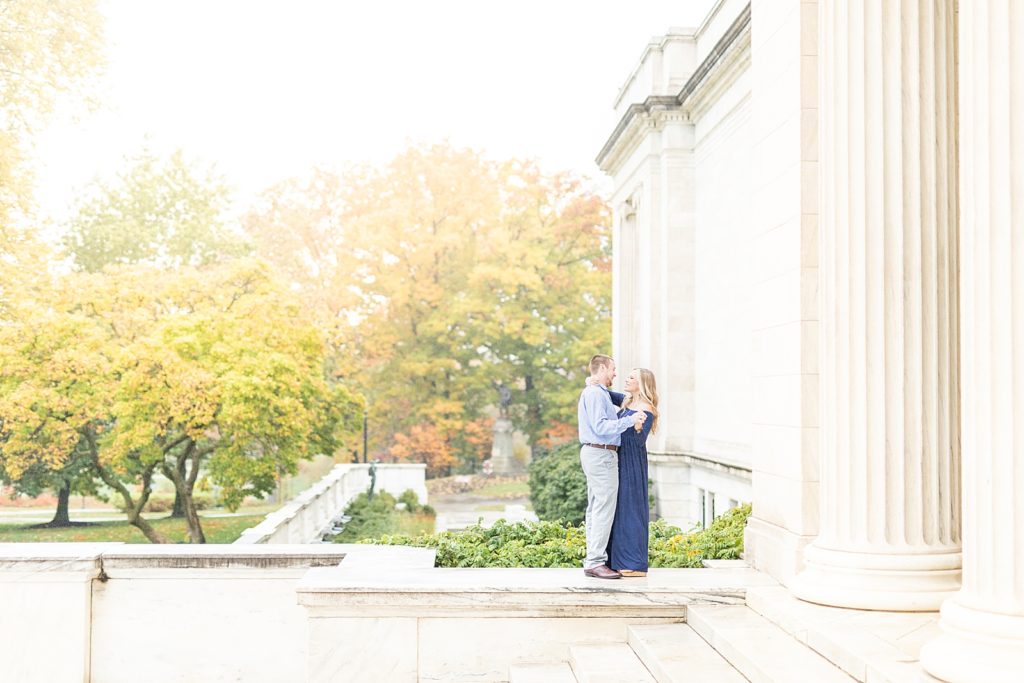 Cleveland Museum of Art in Cleveland, Ohio engagement session by San Diego luxury Wedding Photographer, Bree Thompson Photography. Cleveland bride and groom, Laura and DJ's autumn engagement session in the rain.