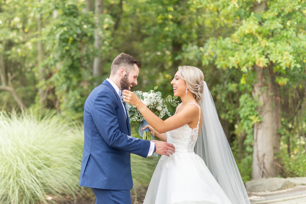 Samantha and Matthew Simko's Hudson, Ohio summer wedding at Highfield Event Center photographed by Bree Thompson Photography serving San Diego Luxury Wedding Photographer. Bride and groom first look.
