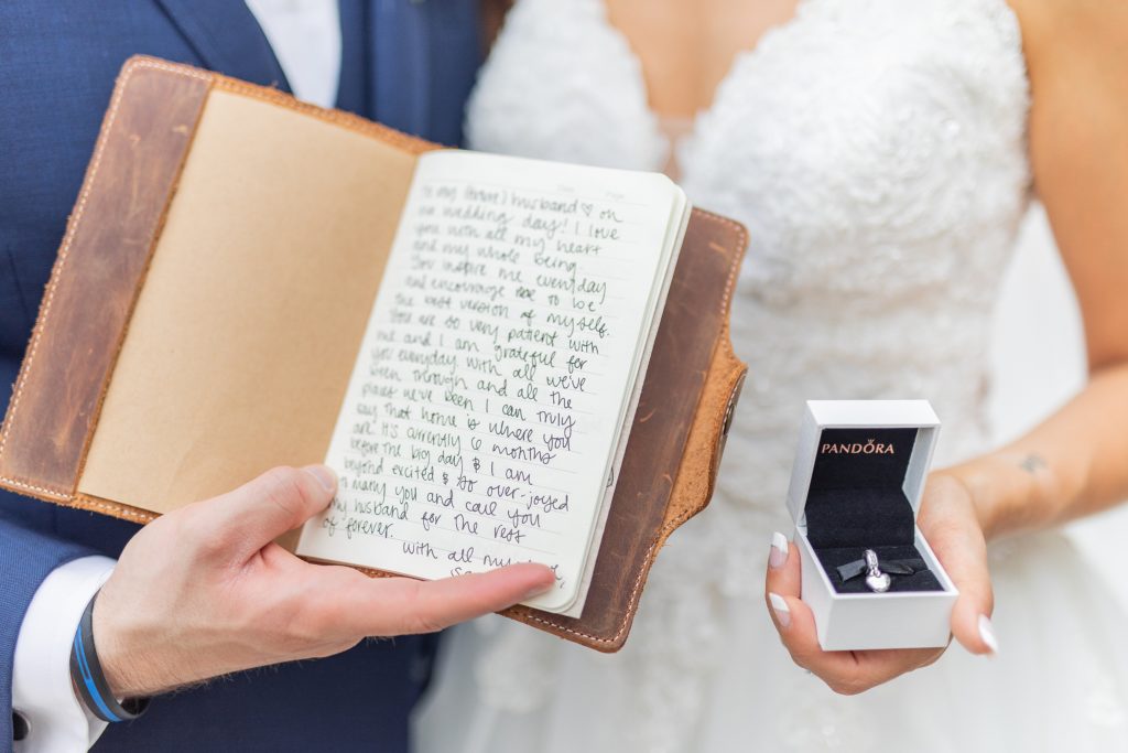 Samantha and Matthew Simko's Hudson, Ohio summer wedding at Highfield Event Center photographed by Bree Thompson Photography serving San Diego Luxury Wedding Photographer. Bride and groom gifts.