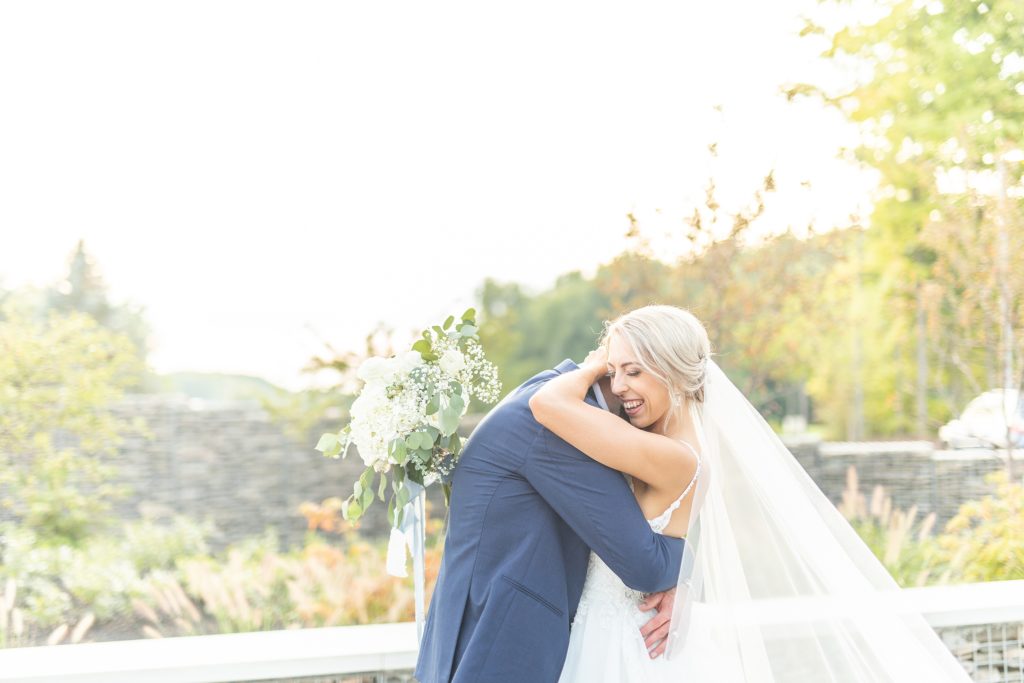 Samantha and Matthew Simko's Hudson, Ohio summer wedding at Highfield Event Center photographed by Bree Thompson Photography serving San Diego Luxury Wedding Photographer. Bride and groom sunset photo.