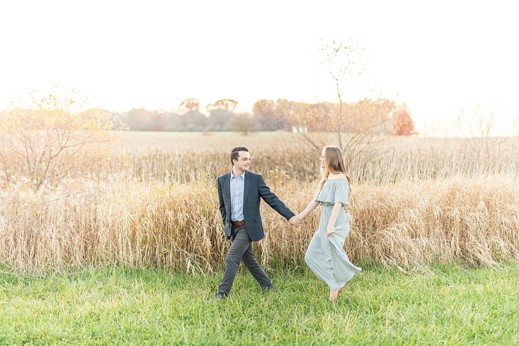 Mill Creek Metroparks Farm fall sunset engagement session for Andrea Beck and Matt Milligan. San Diego wedding photographer, Bree Thompson Photography.