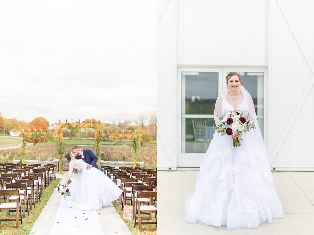 White Rose Barn blue and red wedding in autumn. Photographed by San Diego wedding photographer, Bree Thompson Photography.