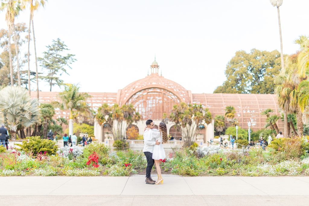 Balboa Park Botanical Building and Lily Pond golden hour engagement session by luxury wedding photographer, Bree Thompson.