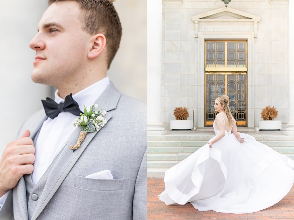 Bride and groom portraits at The Butler Institute of American Art by Sherr Weddings in California.