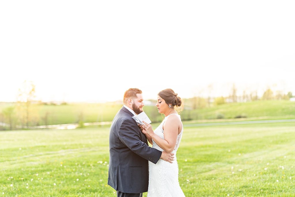 Bride & groom sunset portraits with wedding vows at the James Carnes Center.