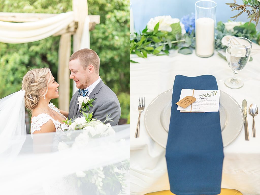 Laura & DJ’s blue summer wedding on a rainy day in Ohio photographed by Sherr Weddings.