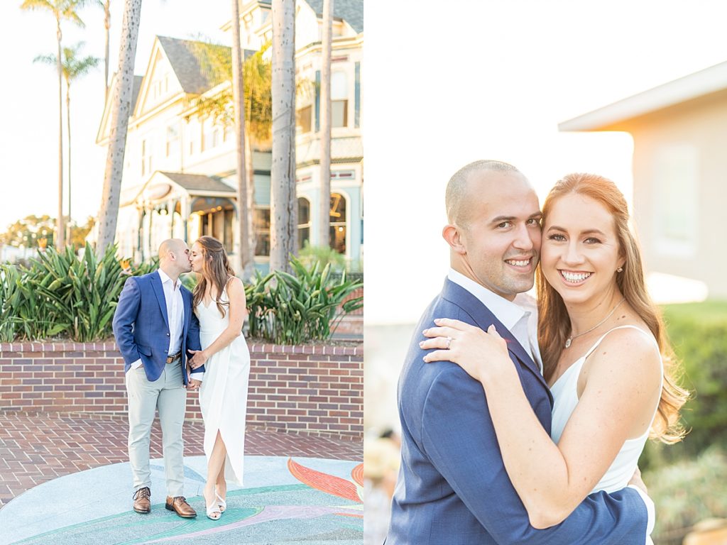 Carlsbad engagement session with bride and groom in front of Sun Diego.