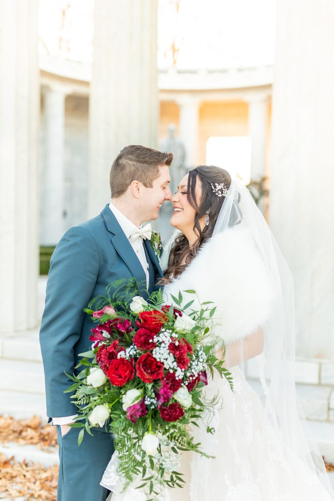 Bride and groom at Niles McKinley Memorial Library portraits shot by Sherr Weddings based in San Diego, California.