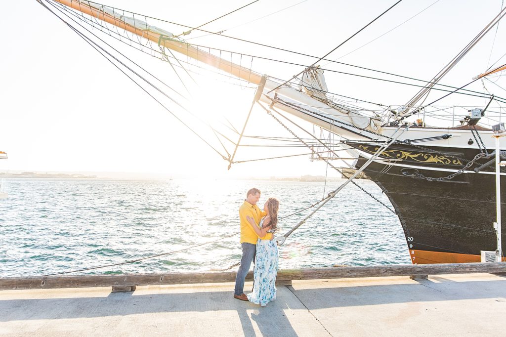 Couple at the San Diego Harbor by the Star of India Ship.
