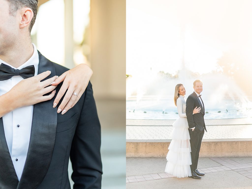 Bea Evenson fountain luxury engagement photography by Sherr Weddings.