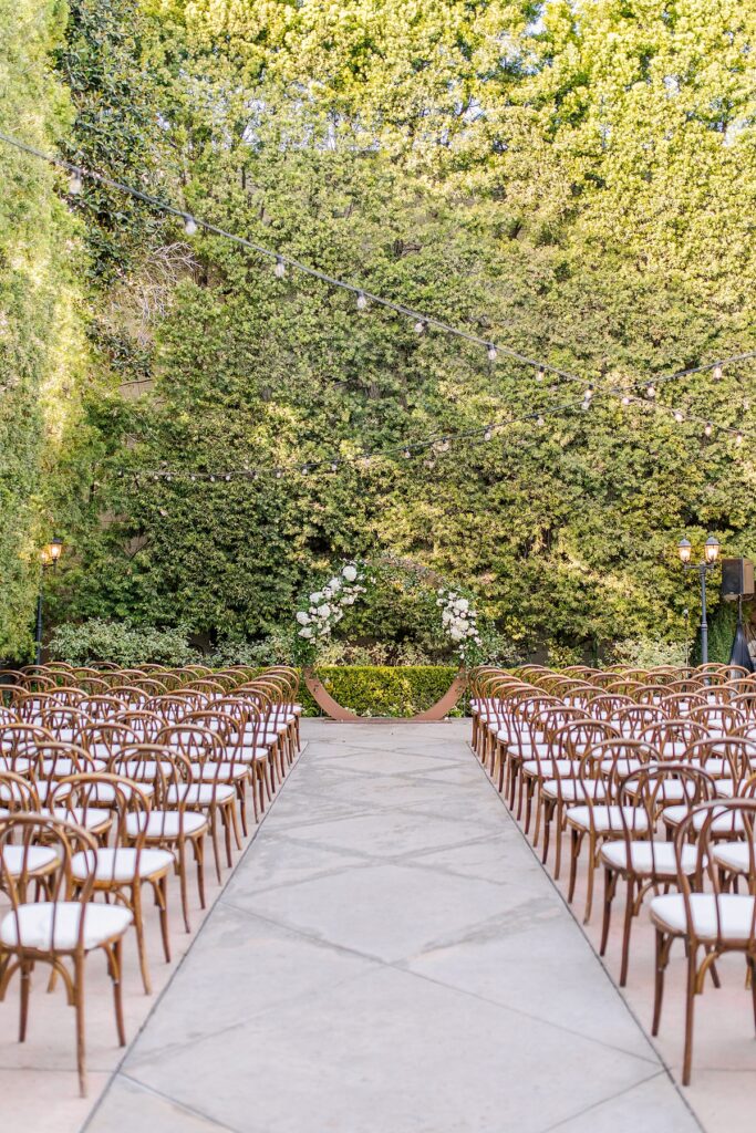 Franciscan Gardens wedding ceremony site in San Juan Capistrano, California.