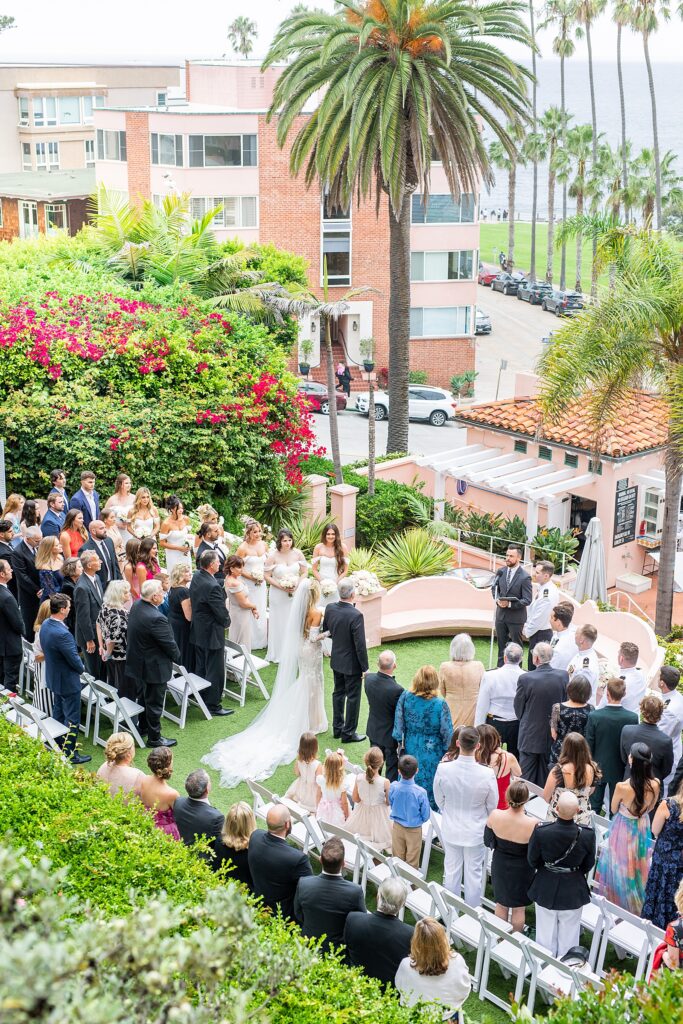 Wedding ceremony at La Valencia La Jolla taken by Sherr Weddings in San Diego, California.