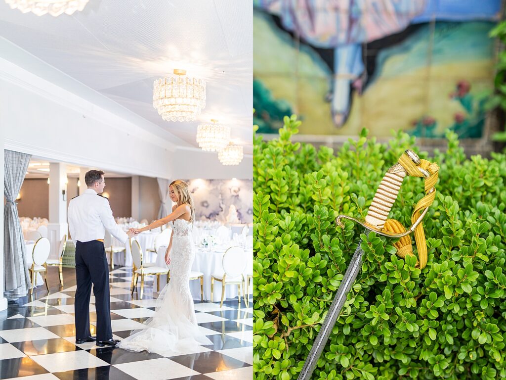 United States Navy wedding and sword.