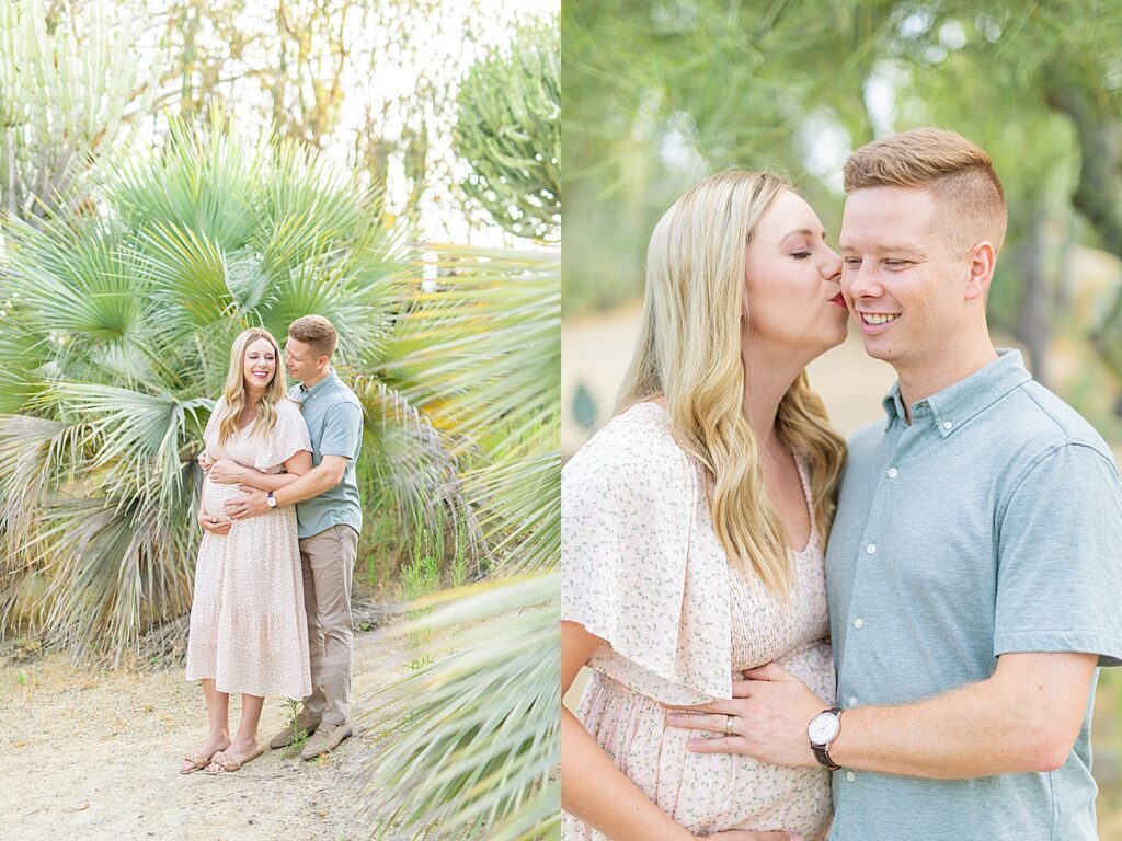Maternity session at flower garden in San Diego, California.