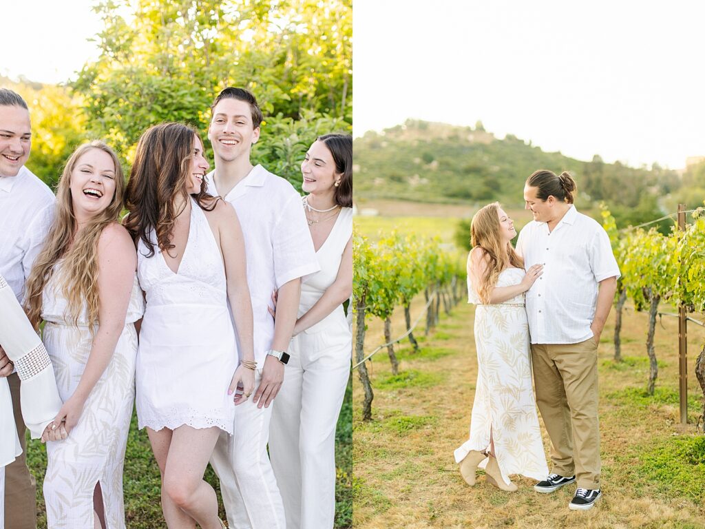 Cousins laughing together at extended family session in Murrieta, California.