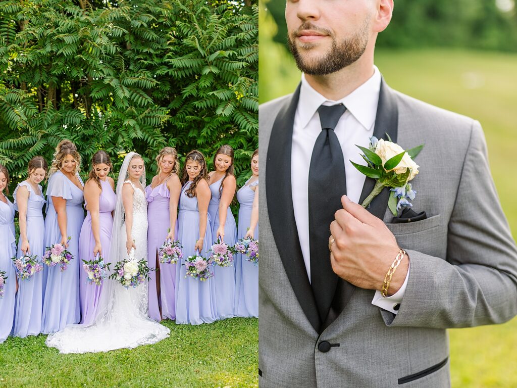 Bride and groom with their bridesmaids and groomsmen in Youngstown, Ohio.